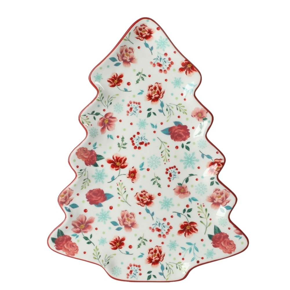 🎄 New Pioneer Woman Merry Meadow Red Christmas Tree Platter